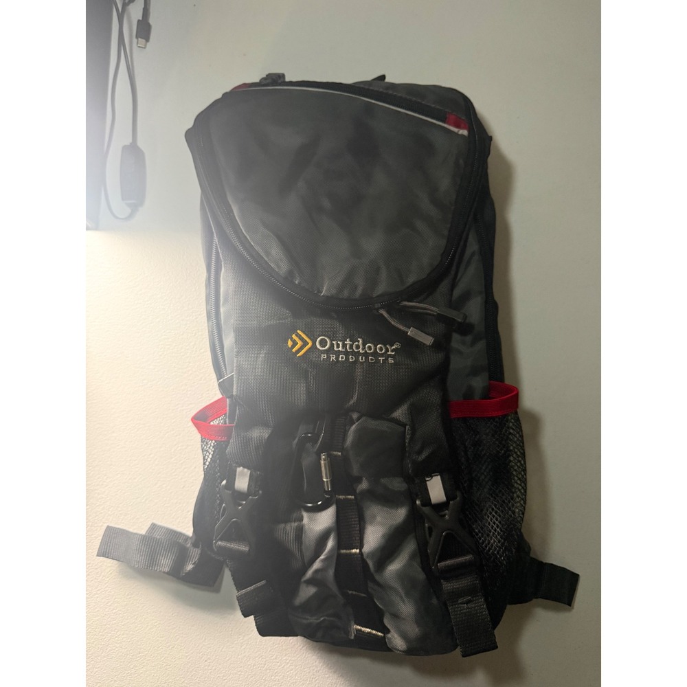 Outdoor Products Hydration Backpack Black Gray Hiking Trail Bag with Reservoir